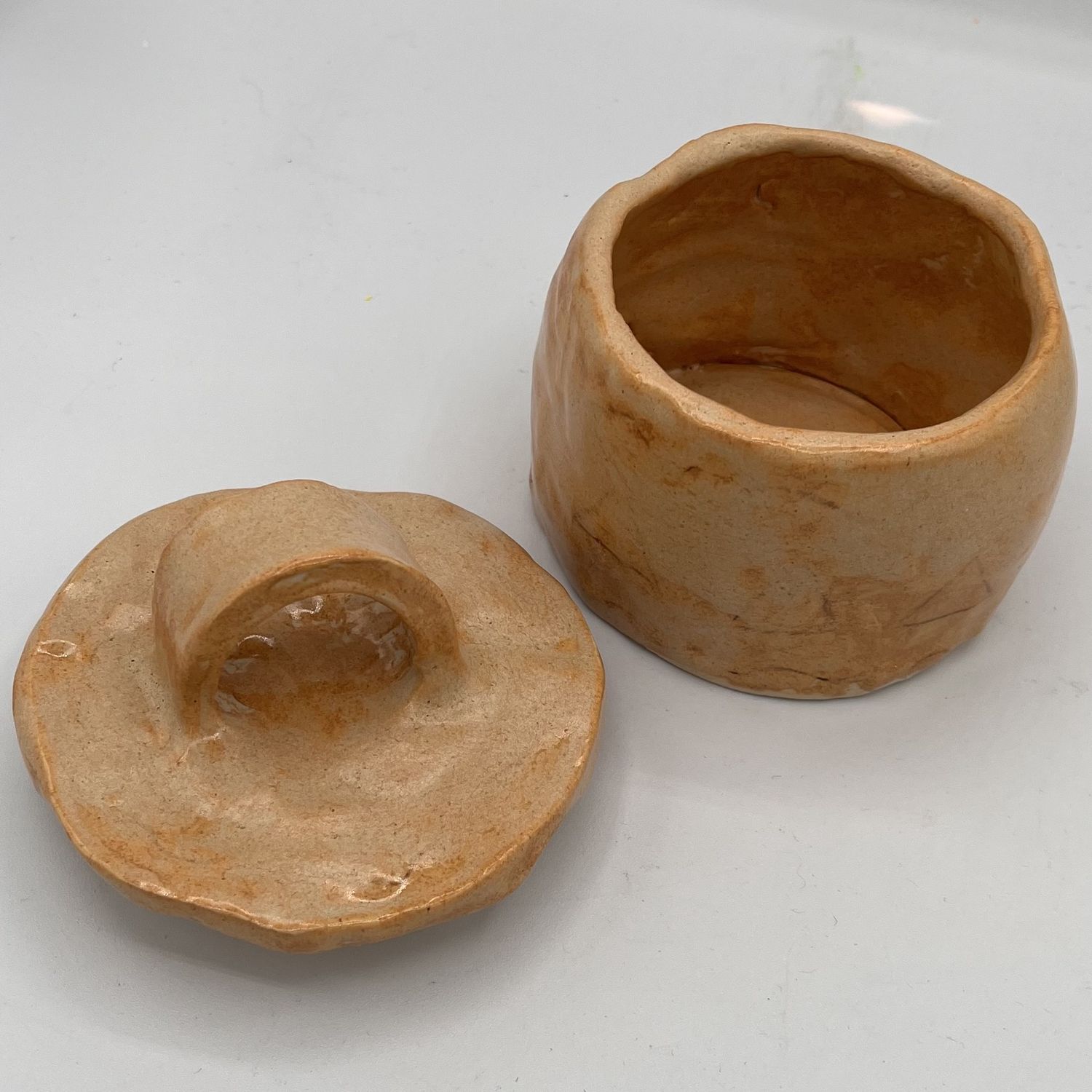 Evan Pohlman, Ceramic Container, Beige and Lidded