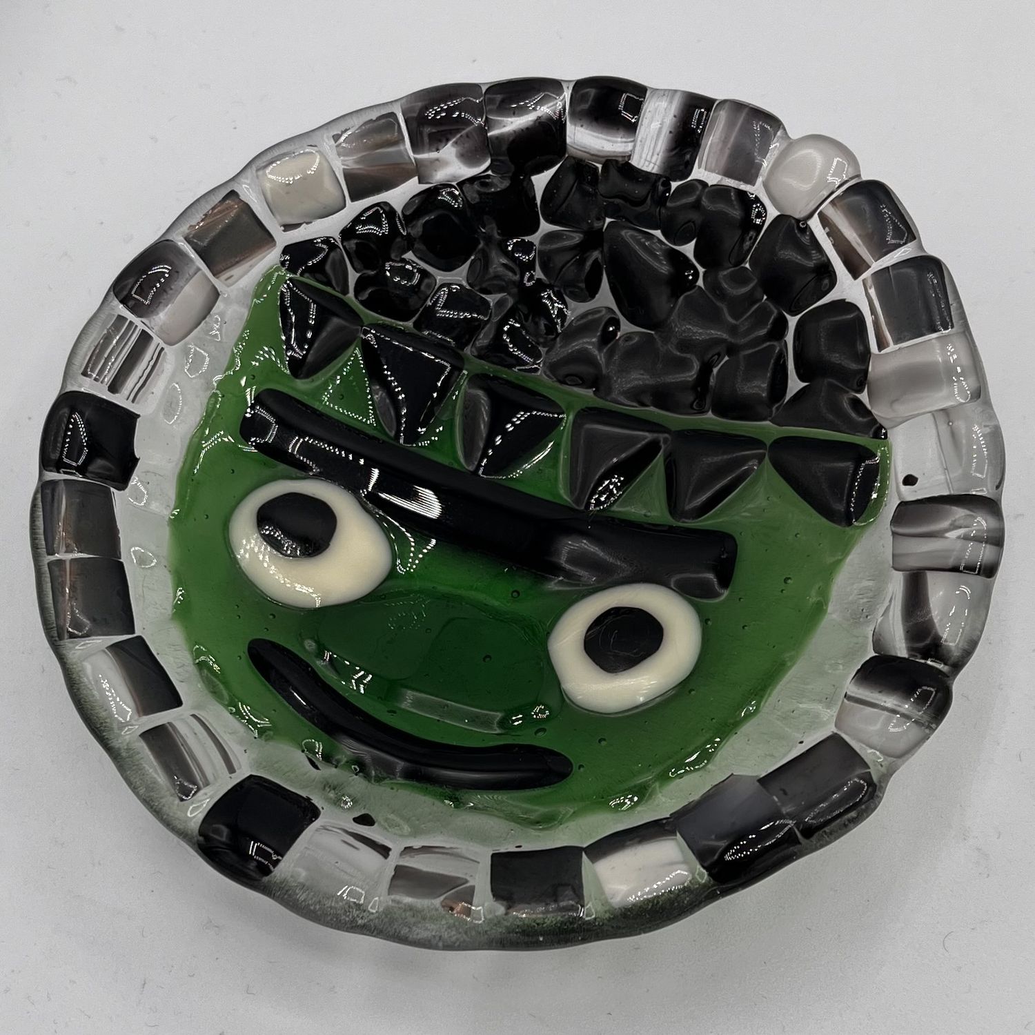 David Smyth, Fused Glass Bowl, Green Monster