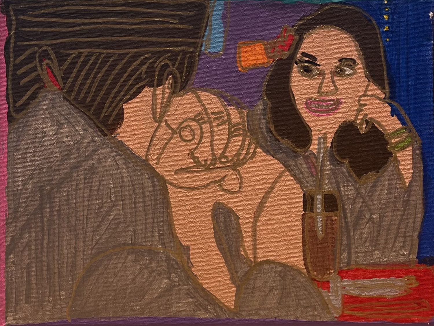 Erin Williams, Acrylic on Canvas, &#39;Casual Company&#39;