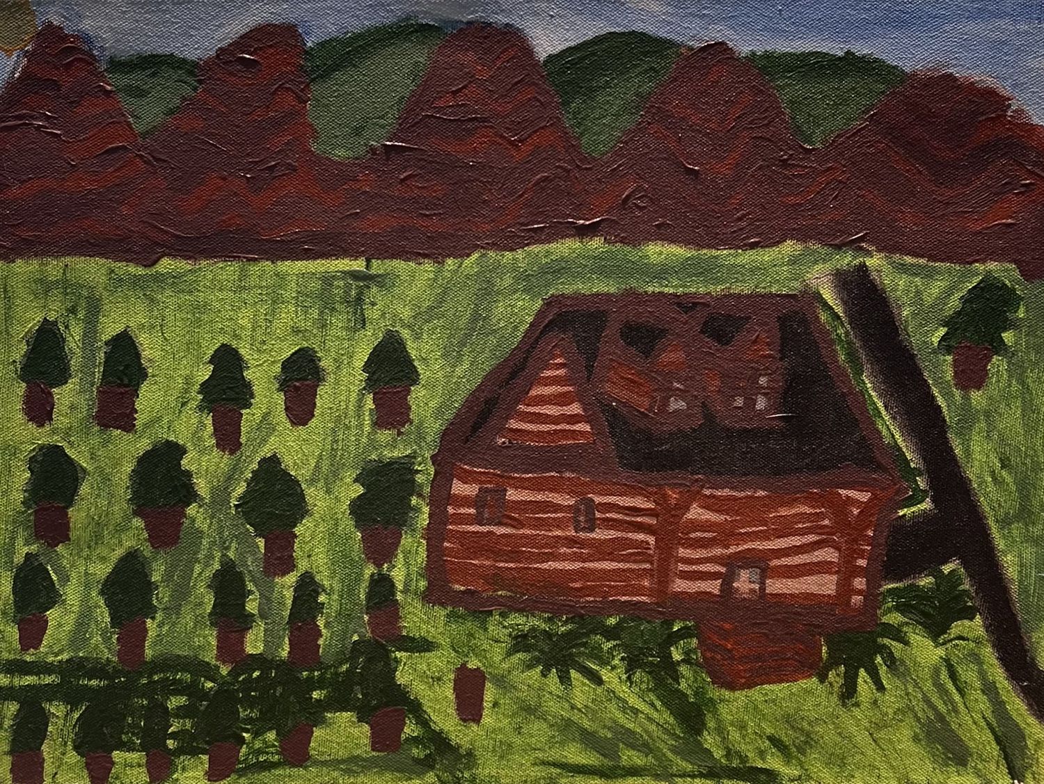 Mallory Miller, Acrylic on Canvas, &#39;Log Cabin&#39;