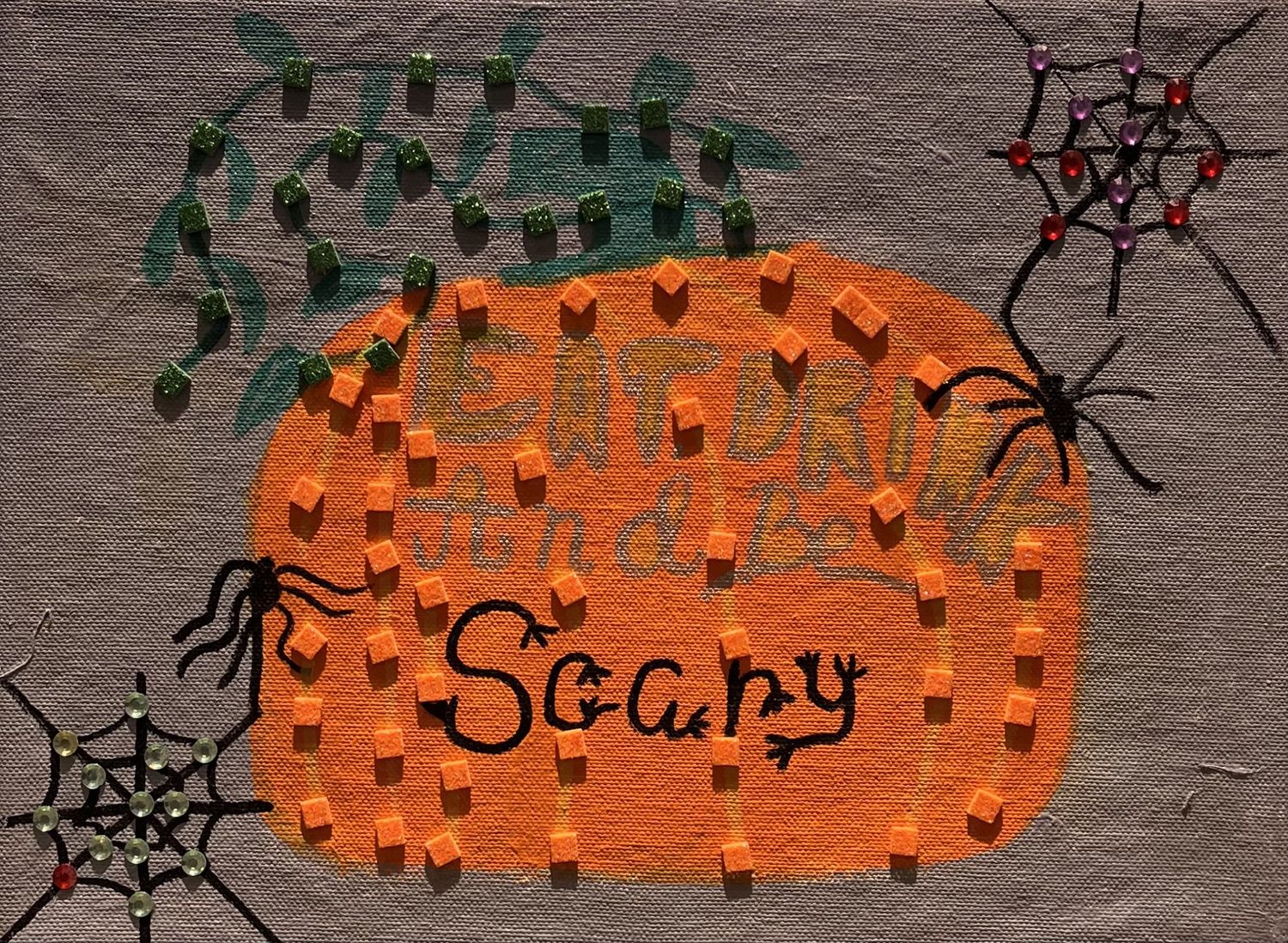 Beth Shaw, Mixed Media on Canvas, &#39;Eat, Drink, and Be Scary&#39;