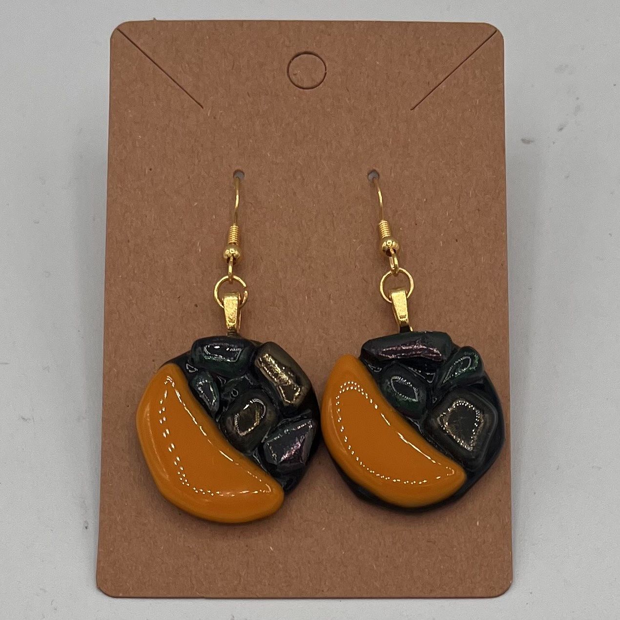 Kara Burgdorf, Fused Glass Earrings, Crescent Moons