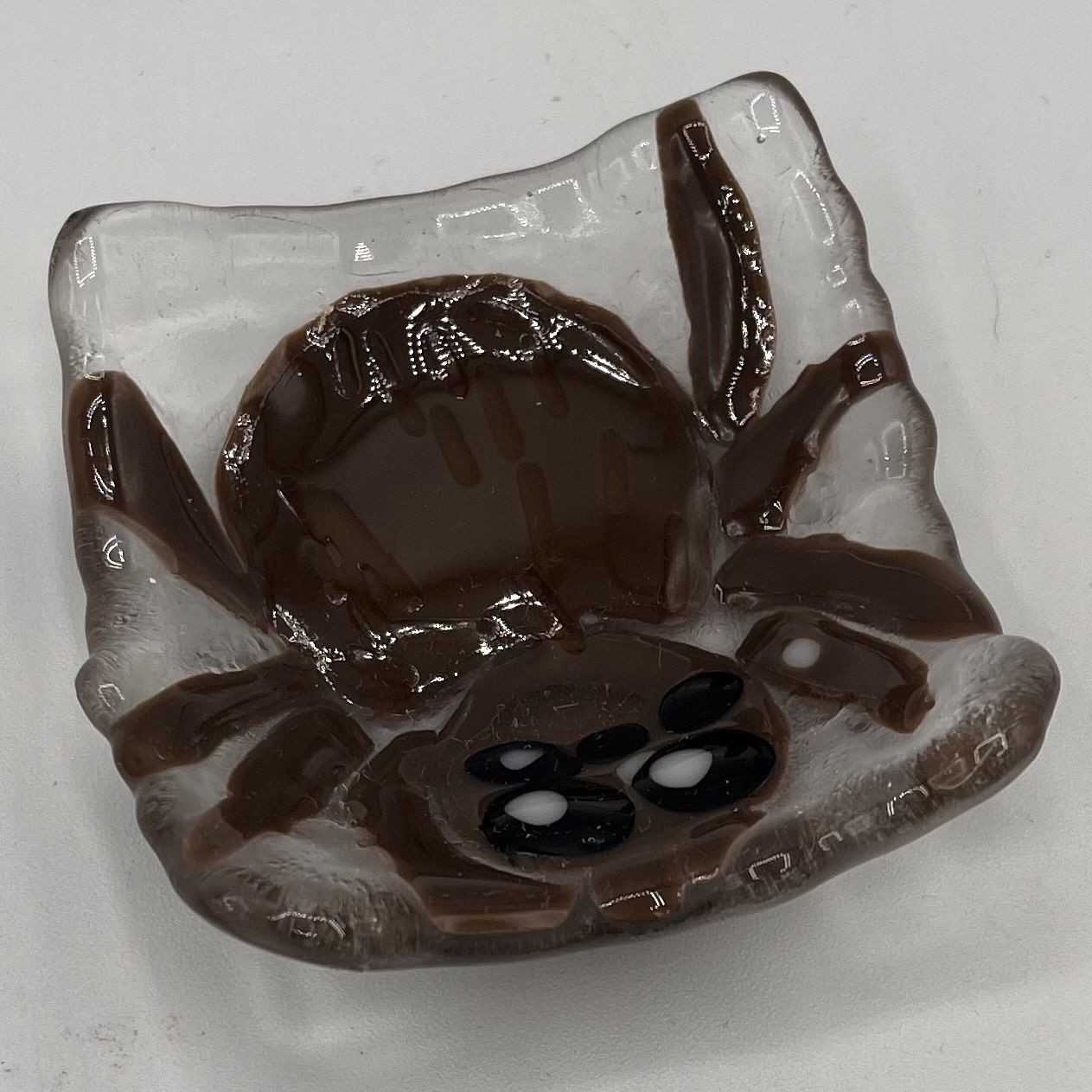 Tiffany Jameson, Fused Glass Ring Dish, Brown Spider