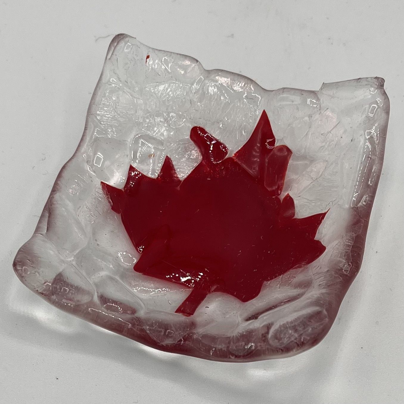Dale Murphy, Fused Glass Ring Dish, Red Leaf