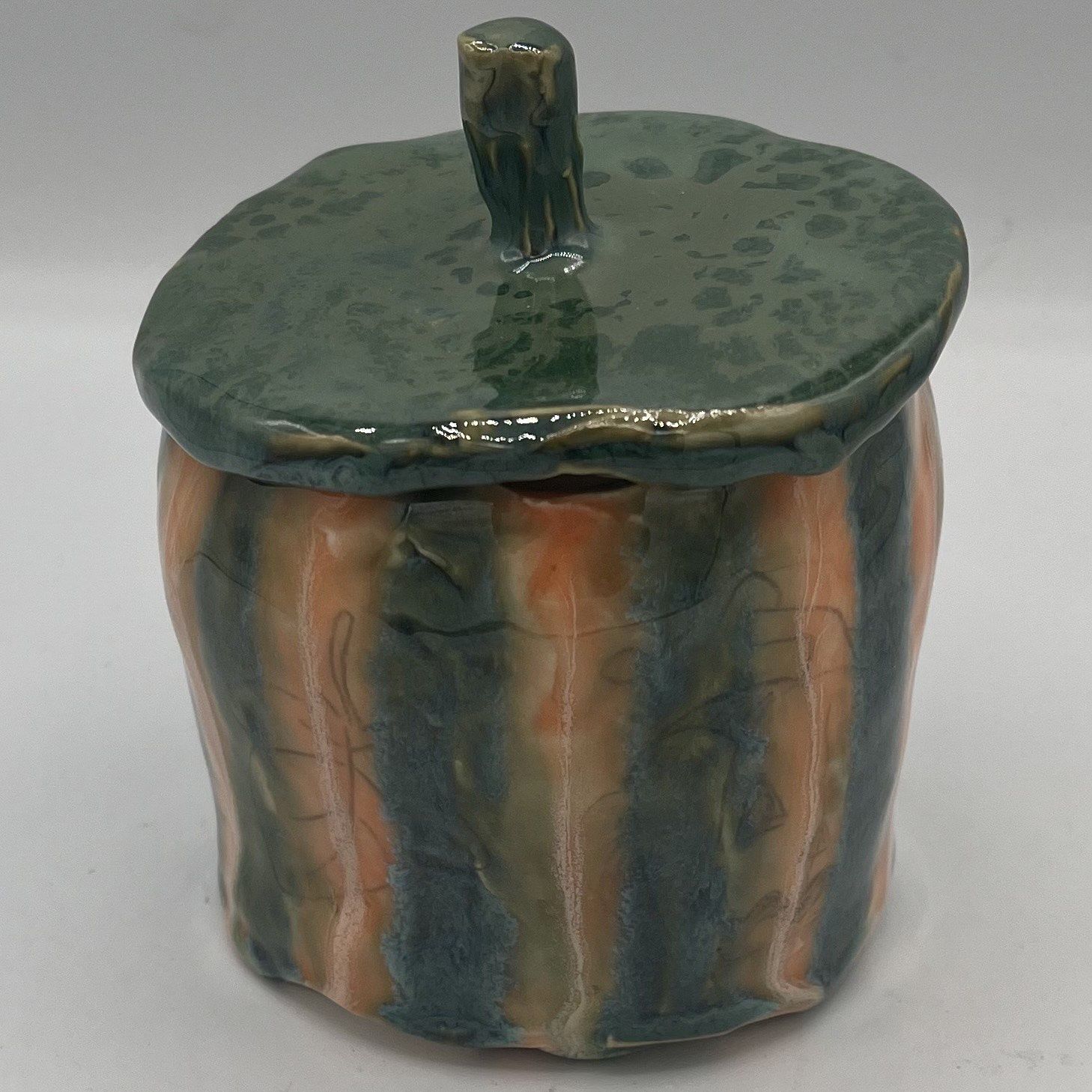 David Smyth, Lidded Ceramic Container, Autumn Stripes