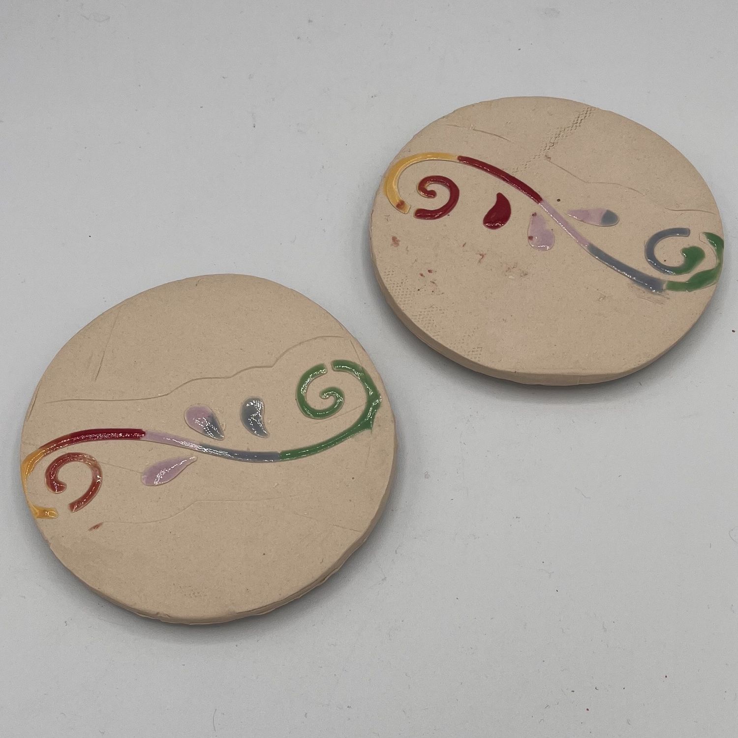 Studio, Ceramic Coaster Set, Swirly Rainbow Design