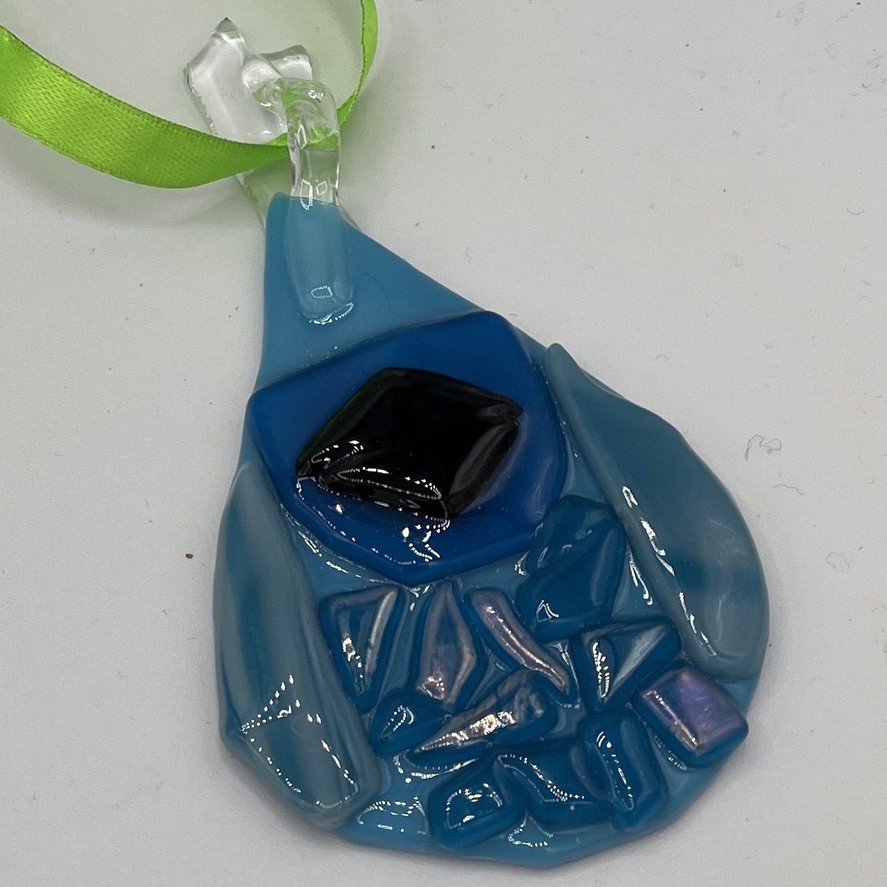 Duane Sparks, Fused Glass Ornament, Blue Bird