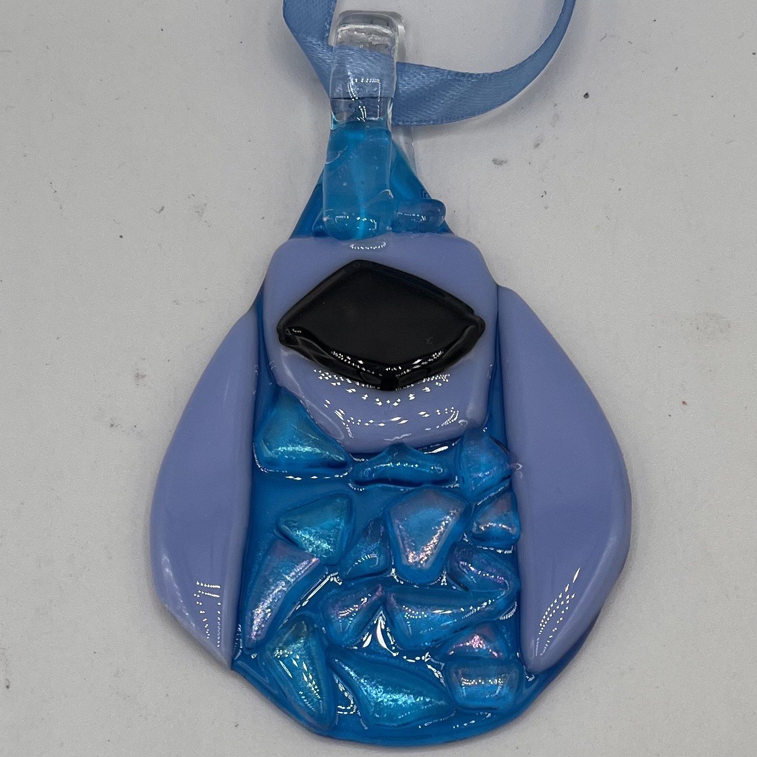 Kara Burgdorf, Fused Glass Ornament, Blue Bird