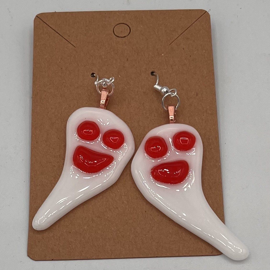 Kara Burgdorf, Fused Glass Earrings, Happy Ghosts