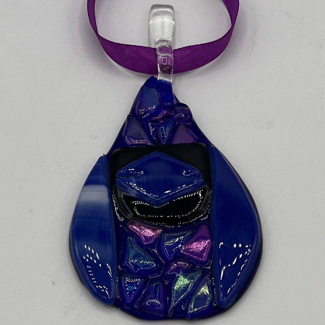 Mary Phifer, Fused Glass Ornament, Vibrant Blue Bird
