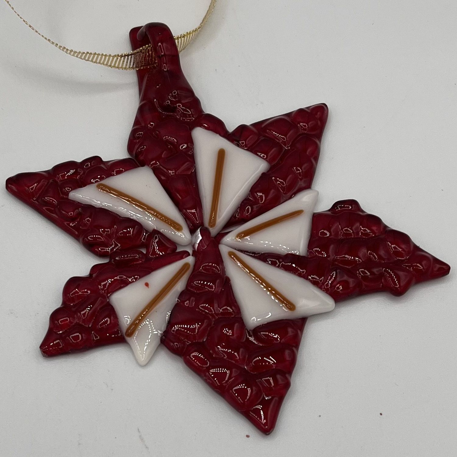 Courtney Malone, Fused Glass Ornament, Red 6-Point Star