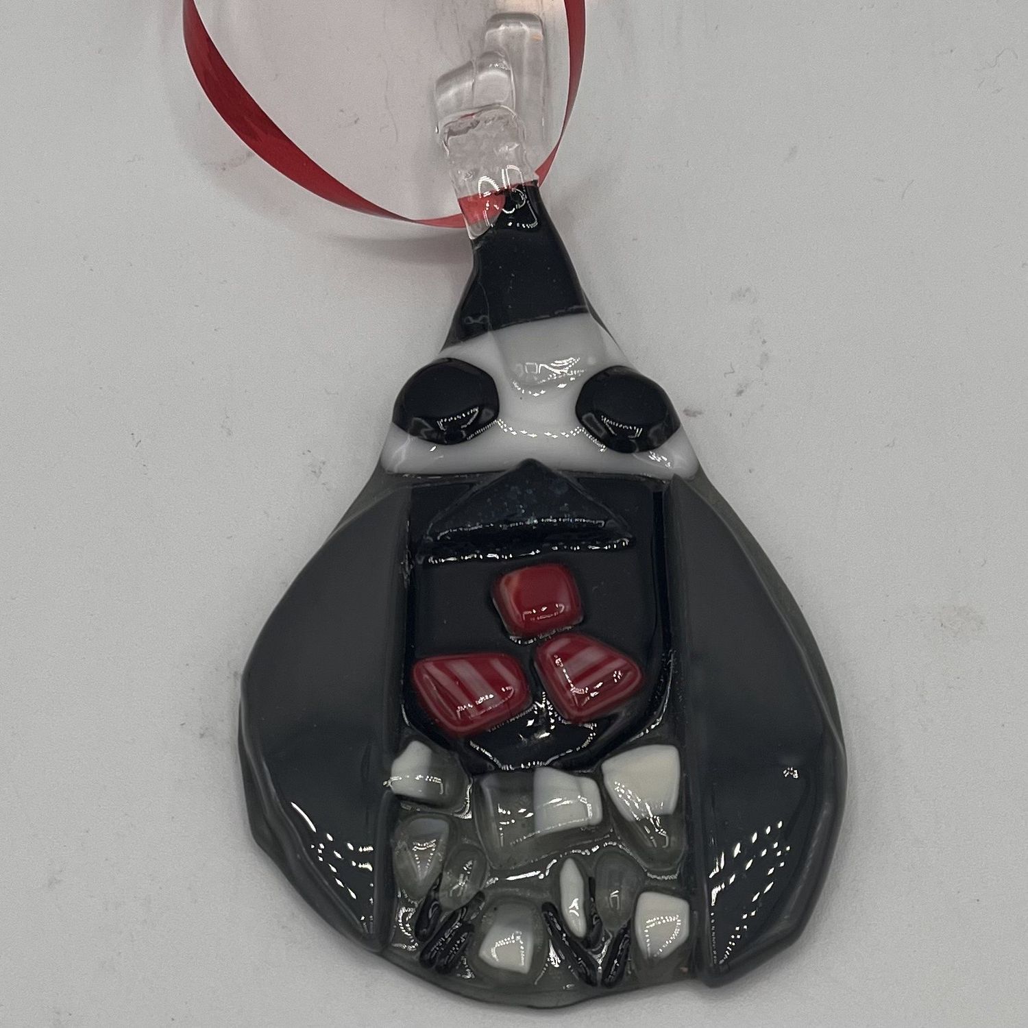 Alphonso Rowe, Fused Glass Ornament, Black and White Bird