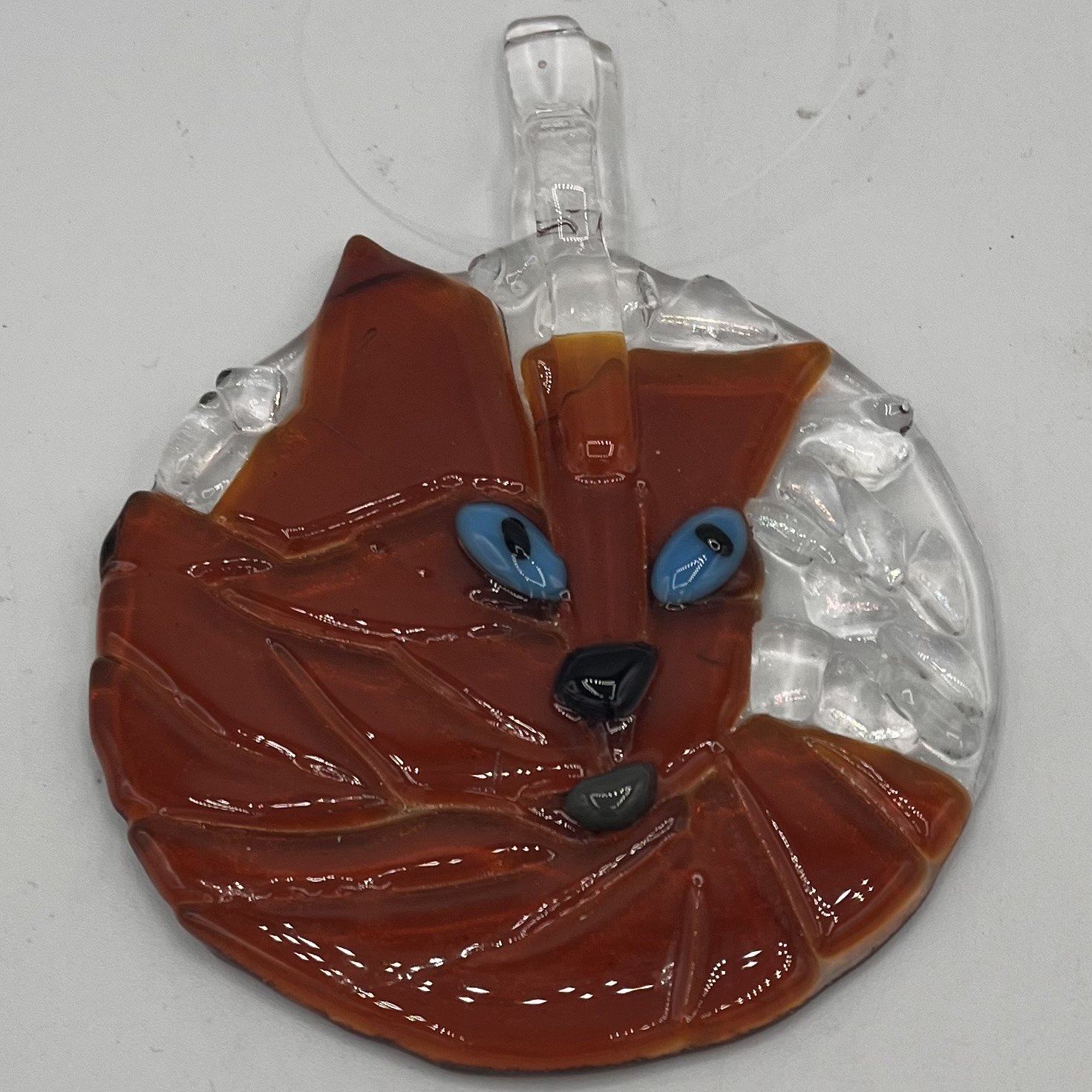 Alphonso Rowe, Fused Glass Suncatcher, Orange Cat