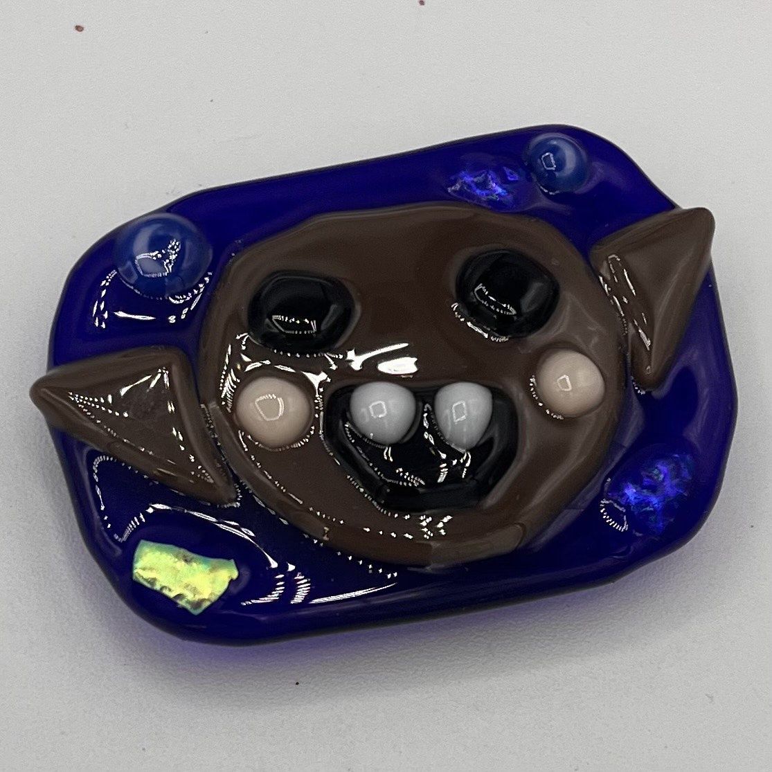 Andrea Walker, Fused Glass Magnet, Happy Goblin