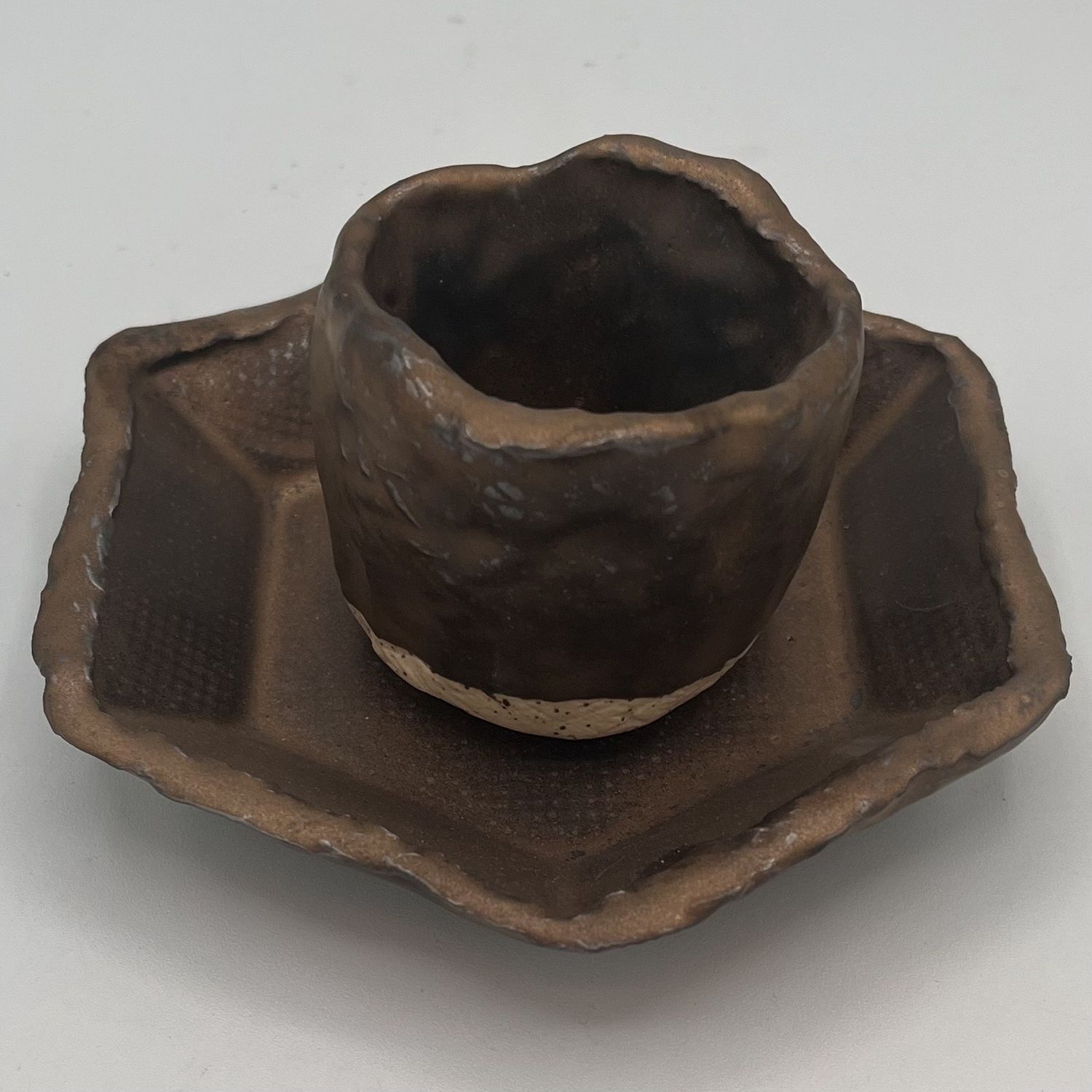 Brett Garrett, Ceramic Set, Brown Plate and Small Cup