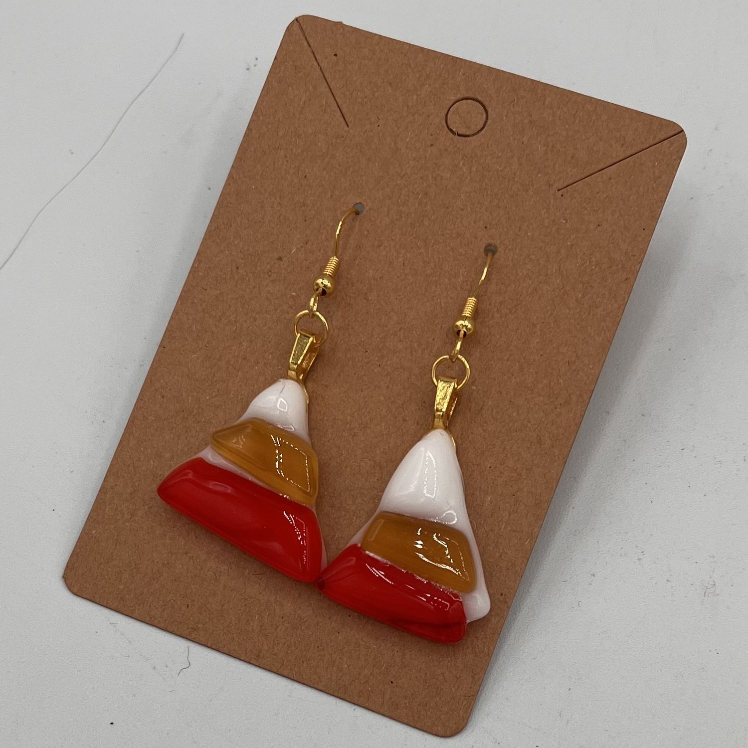 Megan Hill, Fused Glass Earrings, Candy Corns