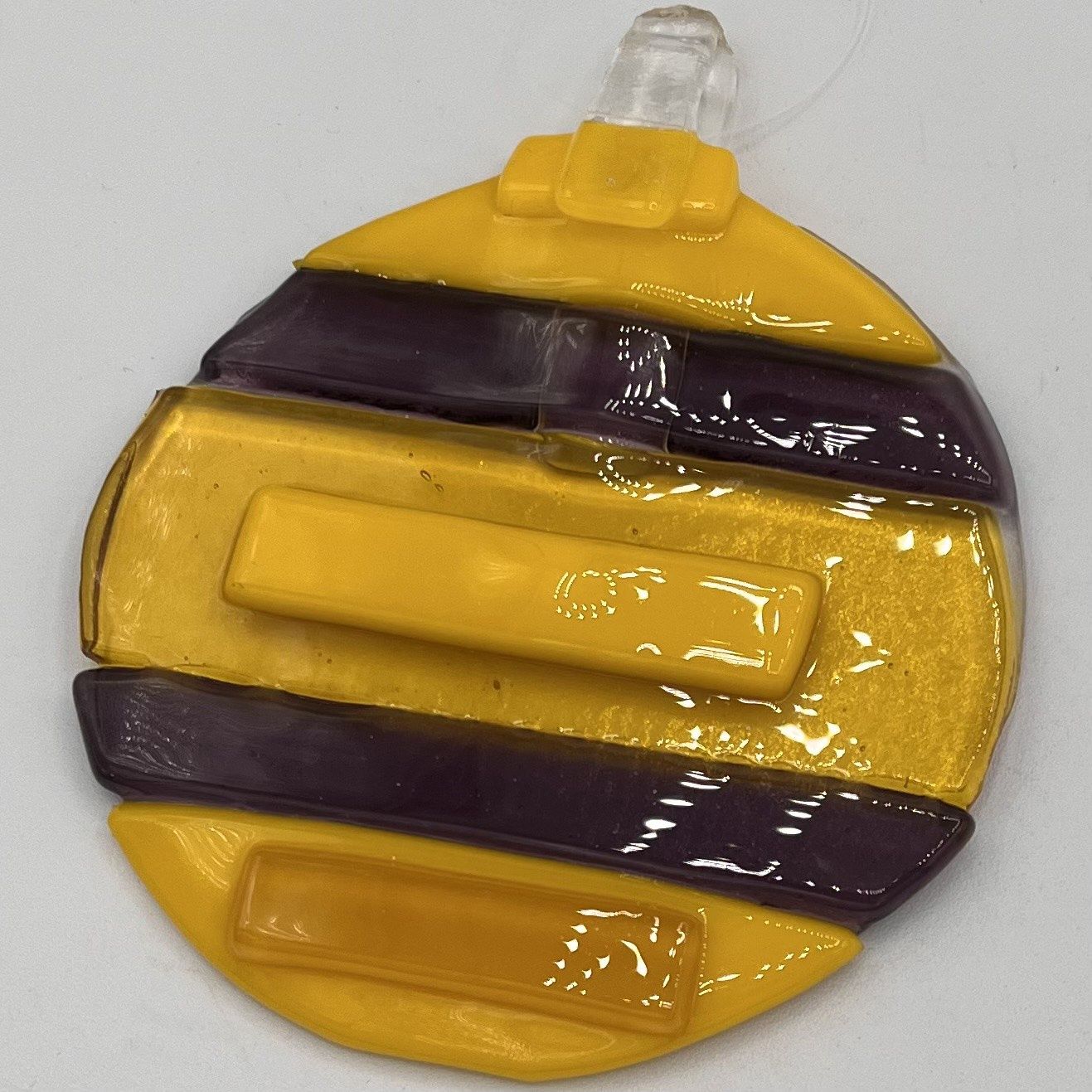 Erin Williams, Fused Glass Suncatcher, Yellow and Purple Circle