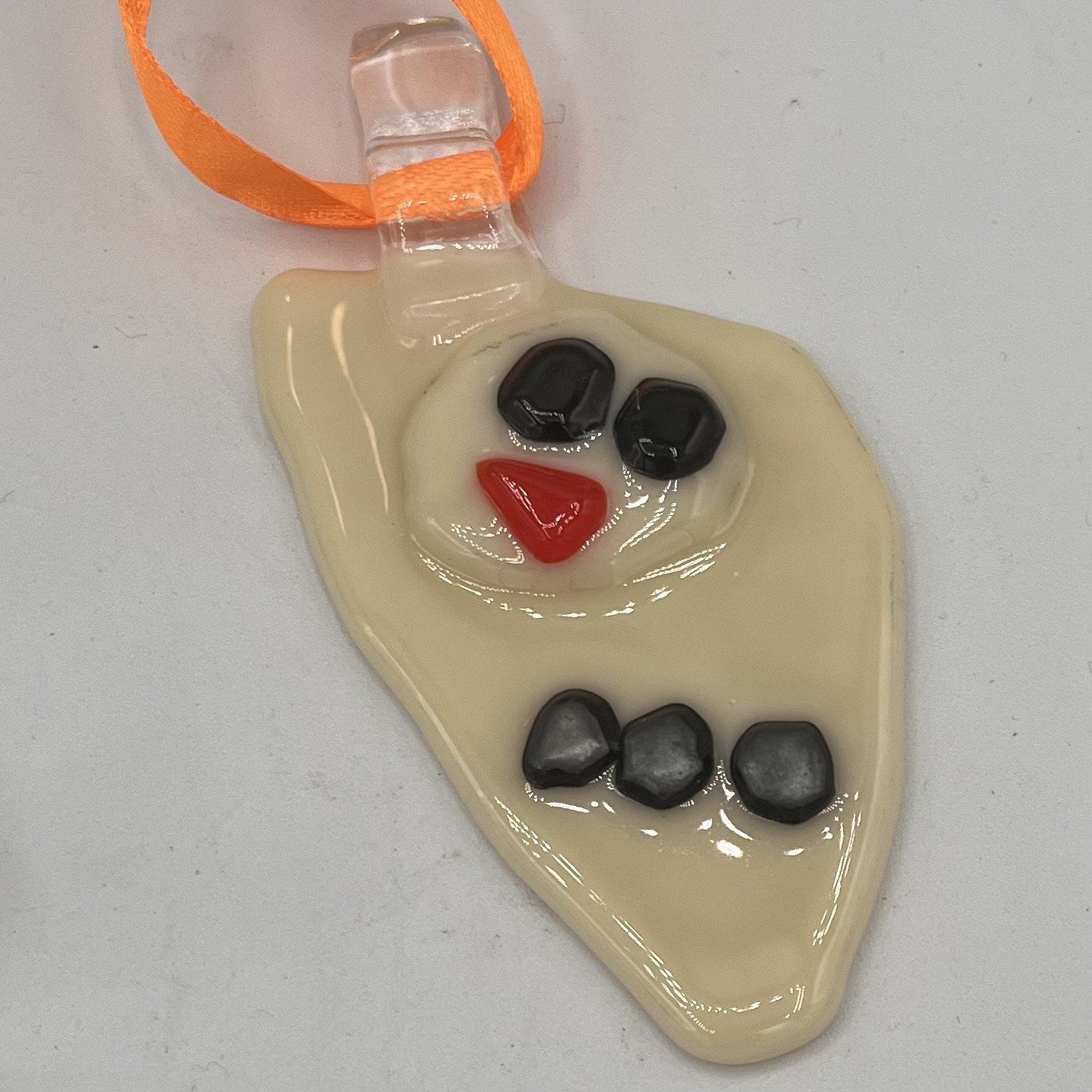 Erin Betz, Fused Glass Ornament, Melted Snowman 2
