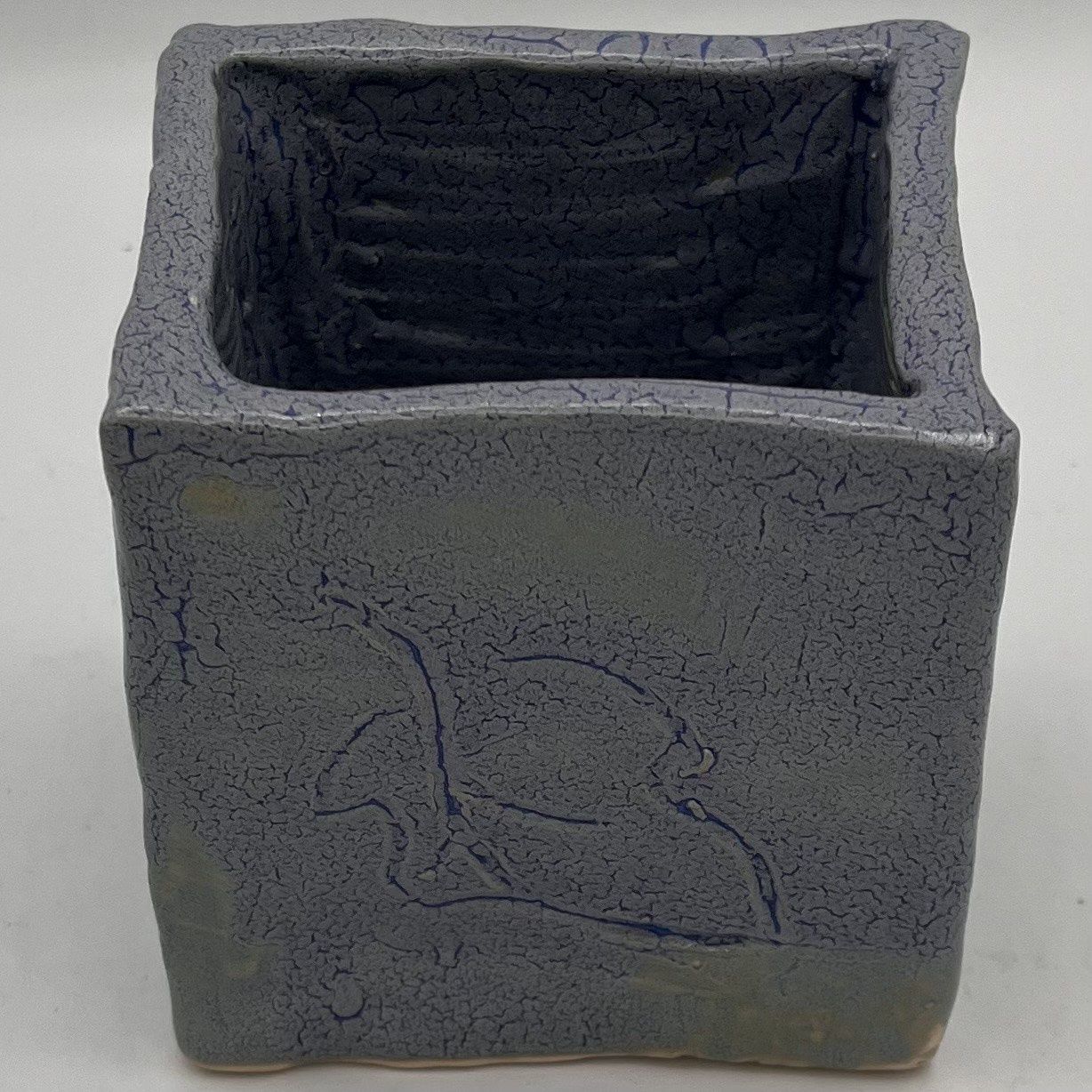 David Smyth, Ceramic Container, Blue Leaves
