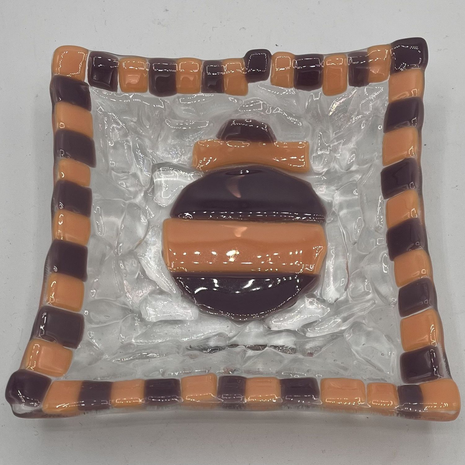 Erin Williams, Fused Glass Dish, Pink and Purple Ornament