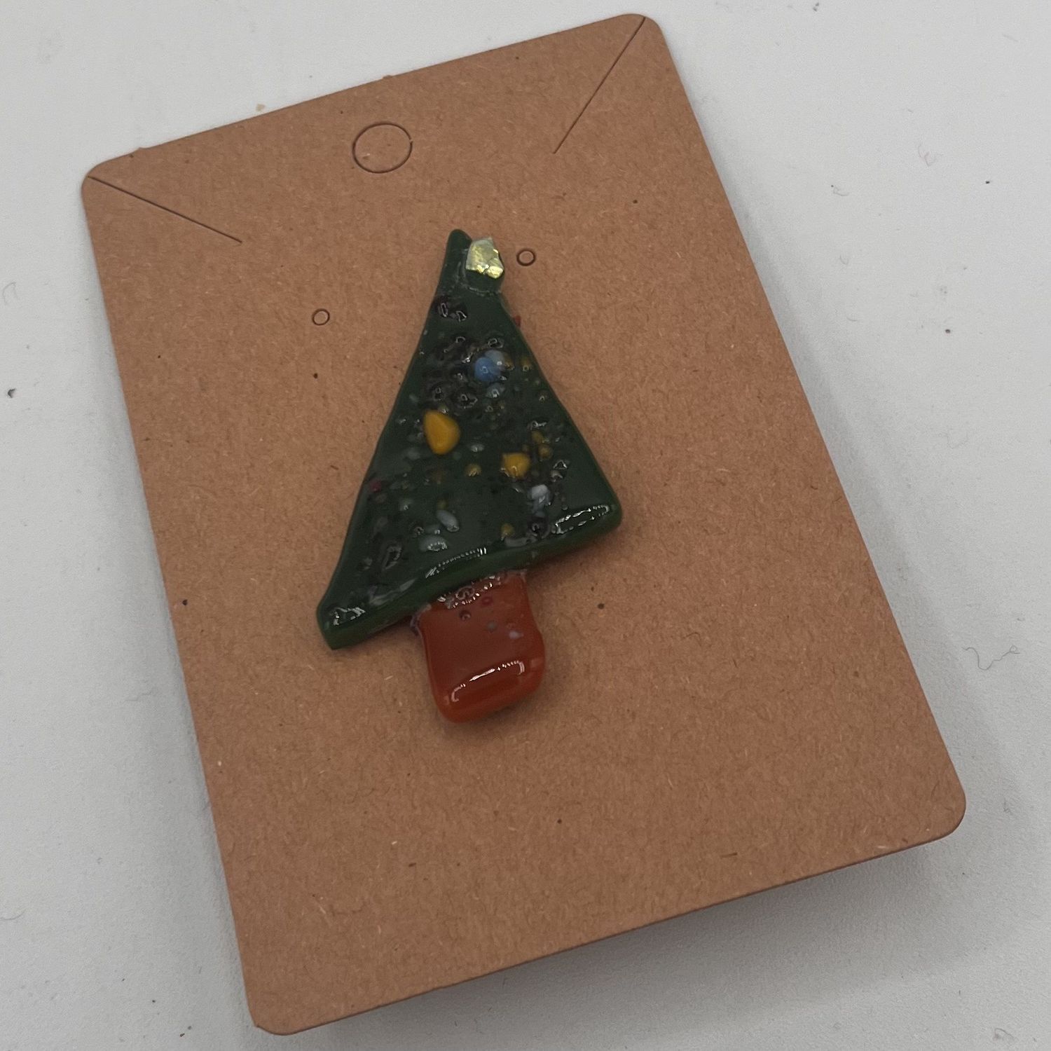 Mark Hodge, Fused Glass Pin, Christmas Tree 1