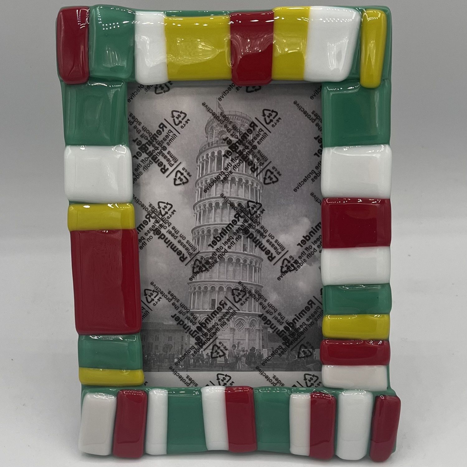 James Egan, Fused Glass Frame, Christmas Colors