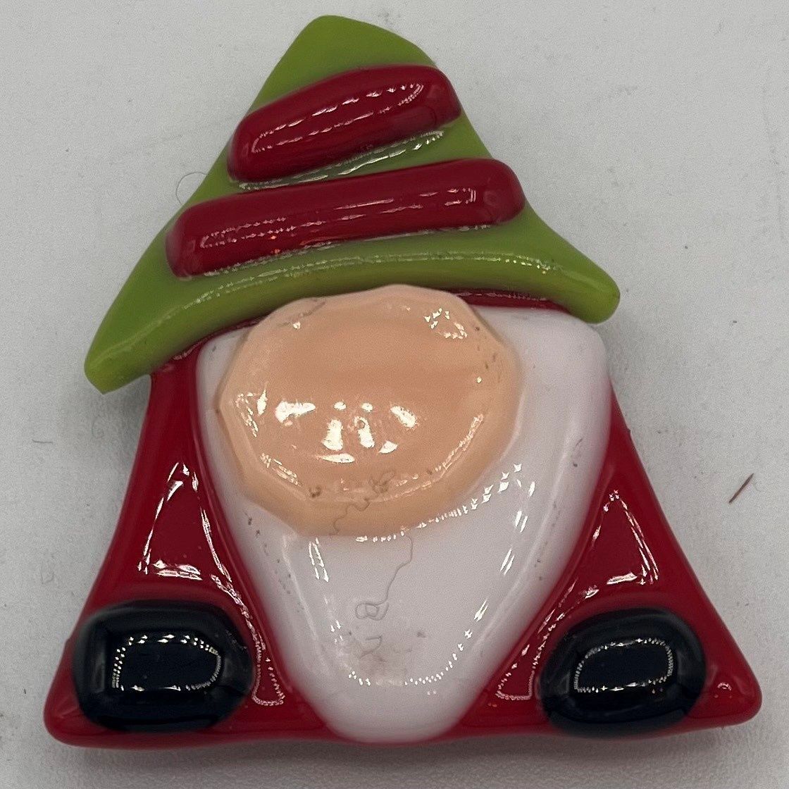 Tammy McCammon, Fused Glass Magnet, Gnome in Red and Green