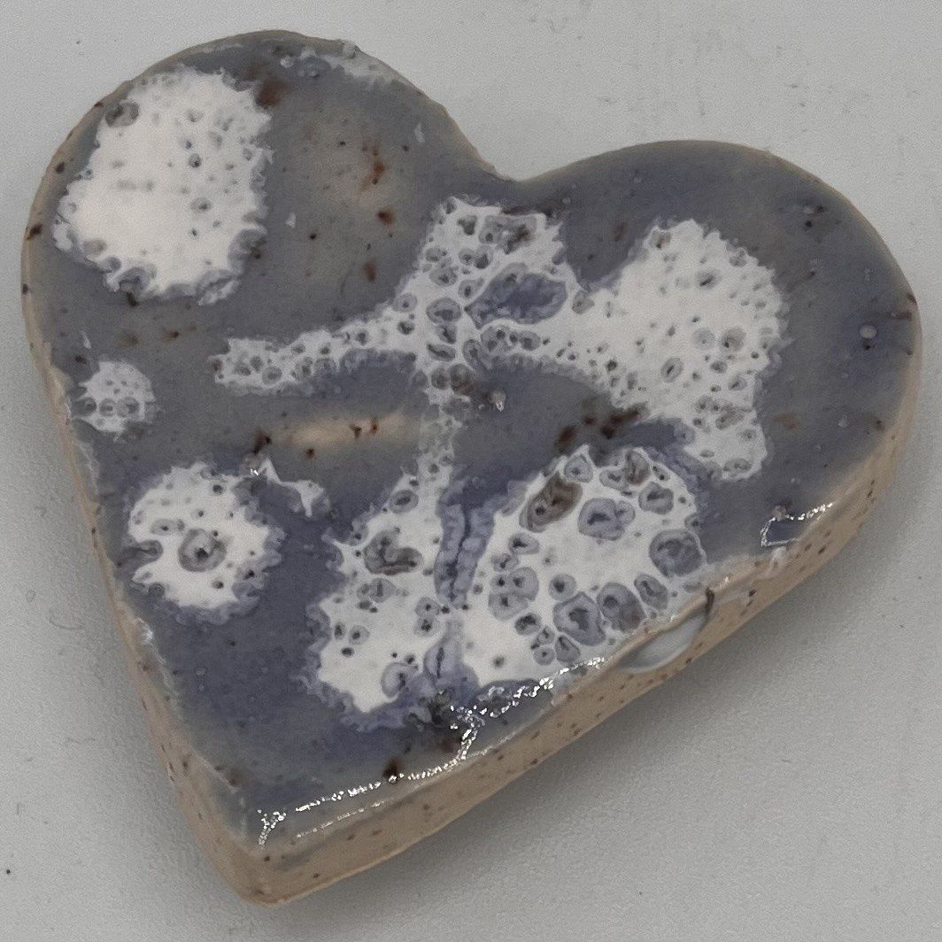 Ashley Ritter, Ceramic Magnet, White and Blue Heart