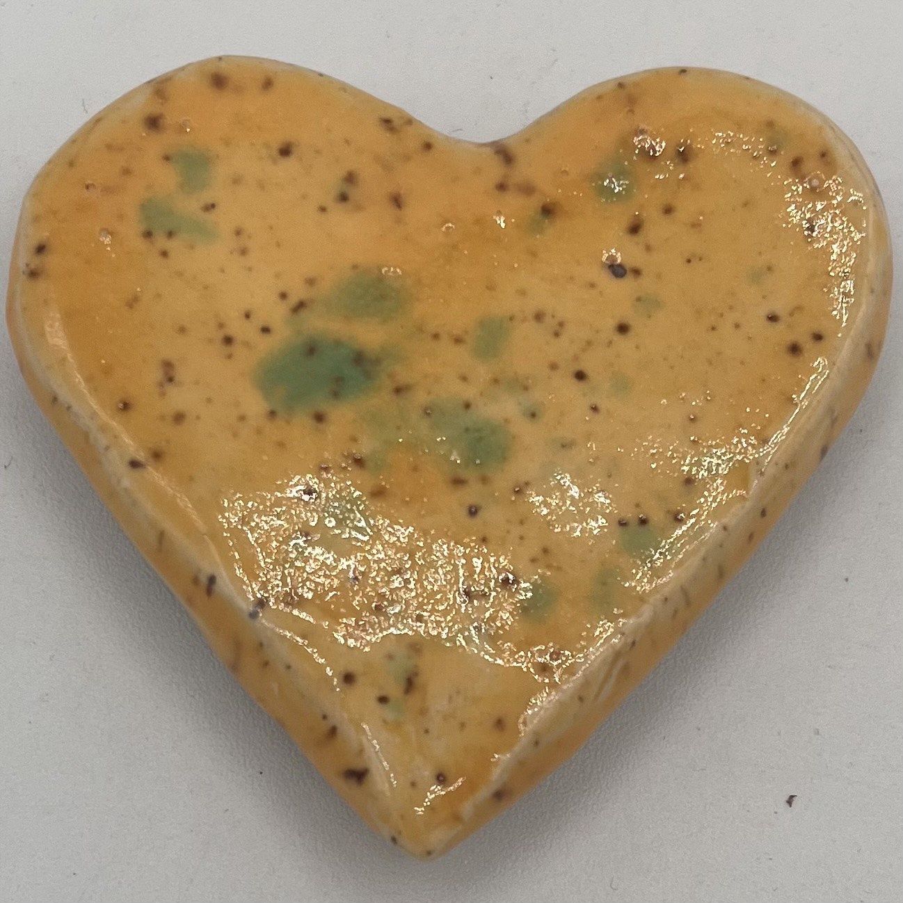 Lori Lefferts, Ceramic Magnet, Yellow and Green Heart
