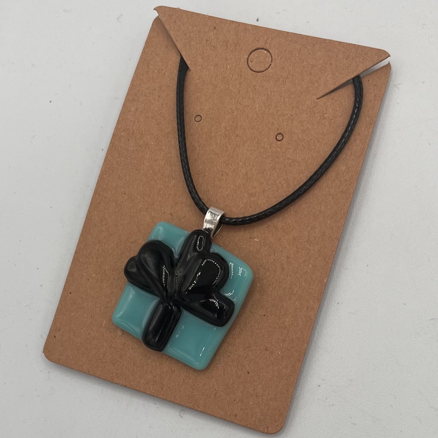 Alphonso Rowe, Fused Glass Pendant, Turquoise and Black Present