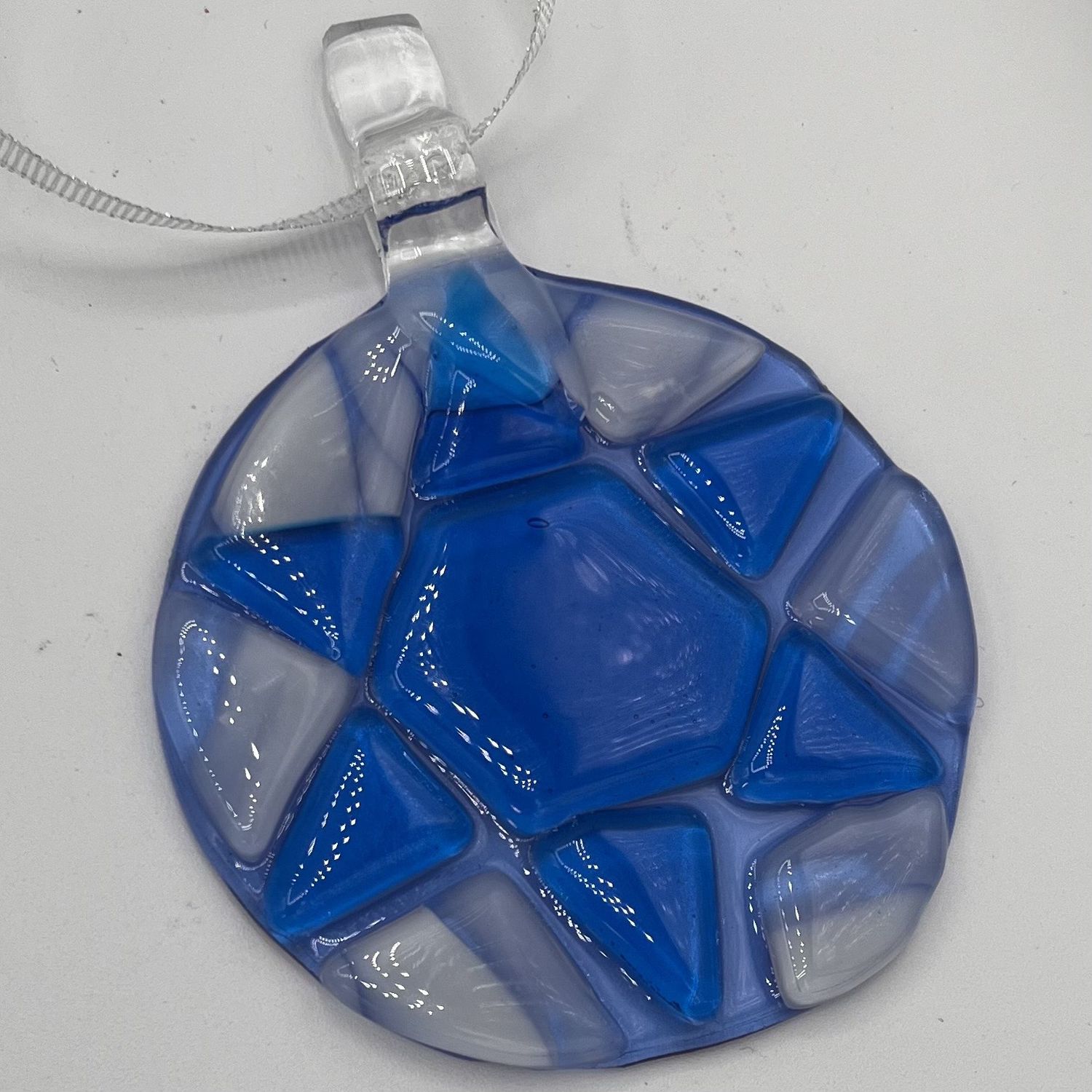 Theresa Allen, Fused Glass Suncatcher, Blue Star of David