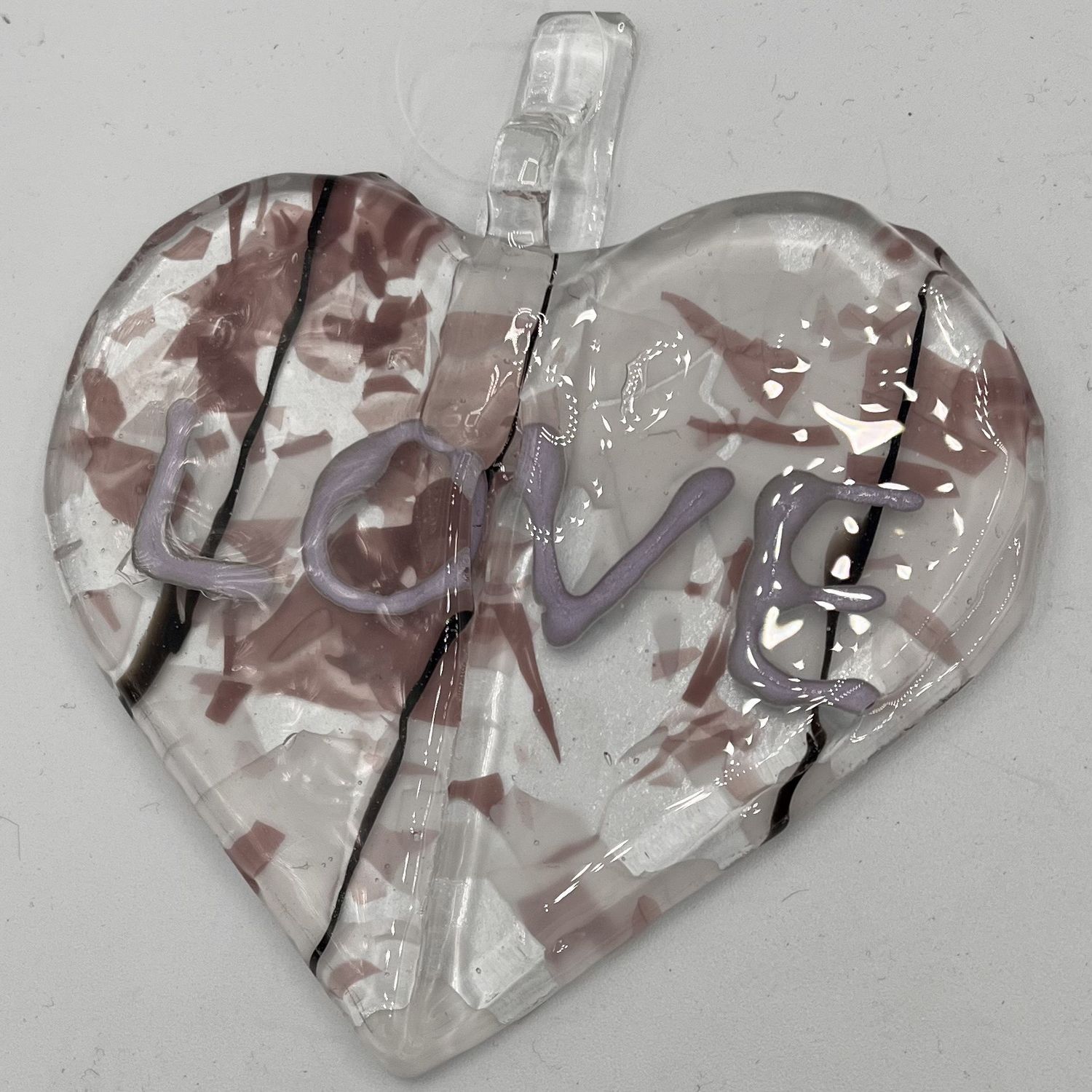 Erin Betz, Fused Glass Suncatcher, Purple Heart of Love