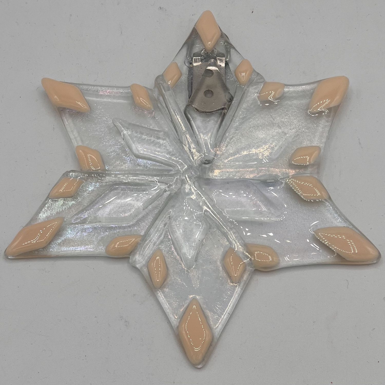 Erin Betz, Fused Glass Wall Hanging, Pink and Transparent Six-Point Star