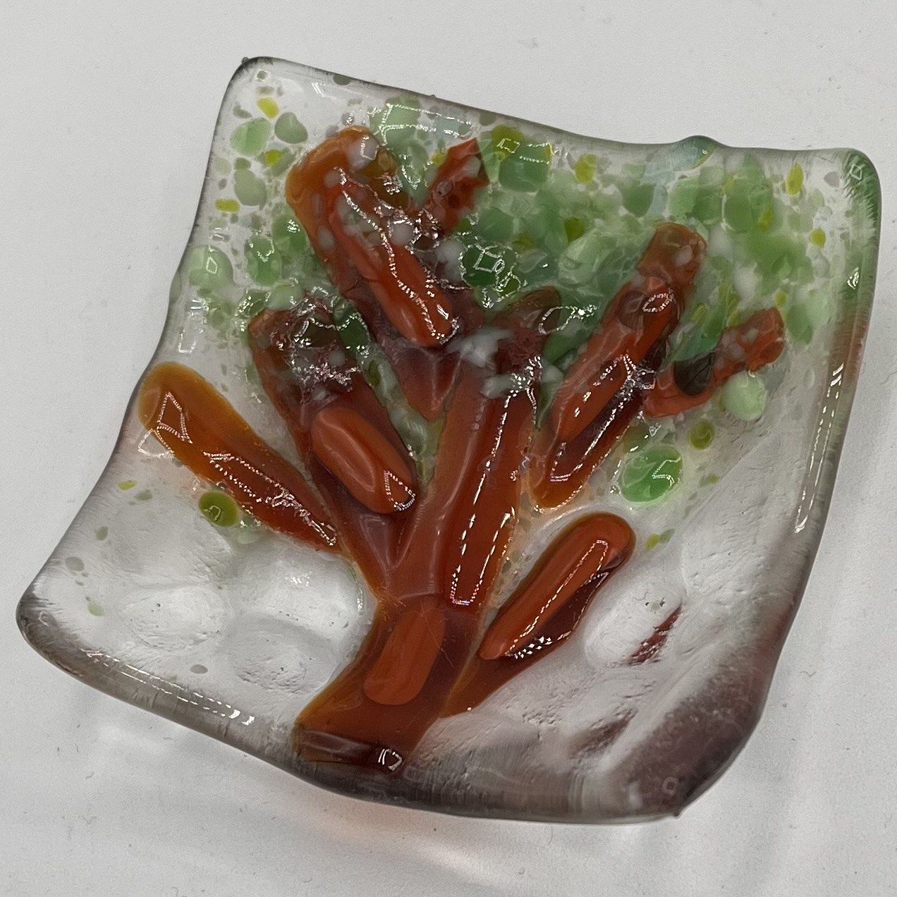 Mark Hodge, Fused Glass Ring Dish, Tree