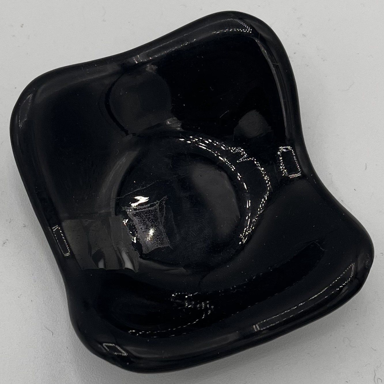 Alphonso Rowe, Fused Glass Ring Dish, Black Rectangle