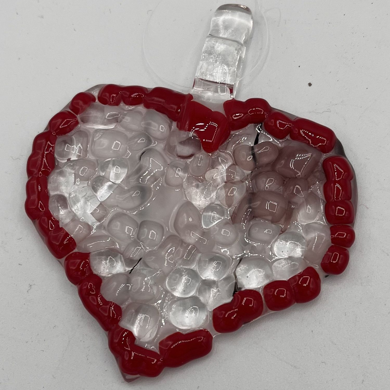 Jody Mann, Fused Glass Suncatcher, Red, Purple and Black Heart