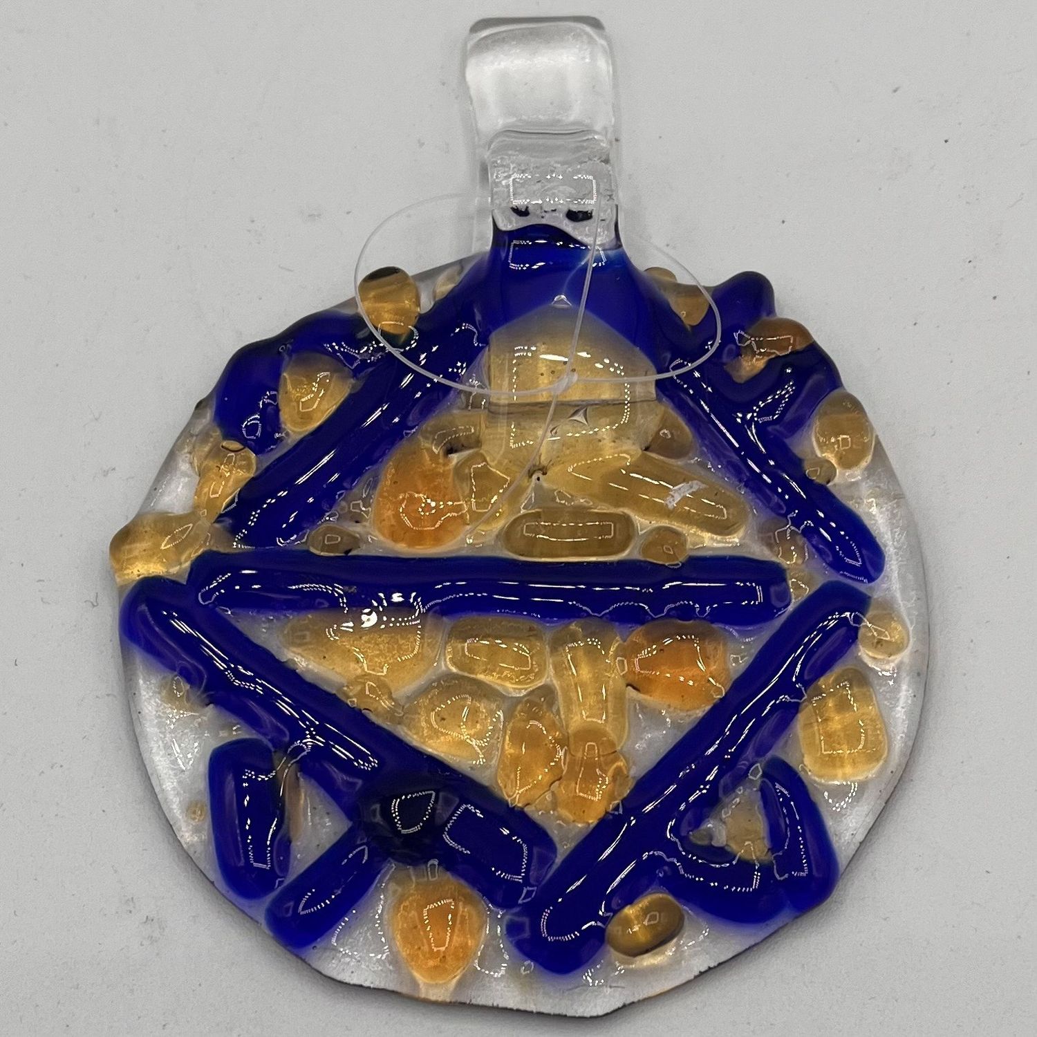 Saul Ray, Fused Glass Suncatcher, Yellow and Blue Design
