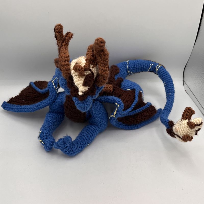 Kathleen Honeycutt, Fabric Doll, Blue, Brown and White Dragon