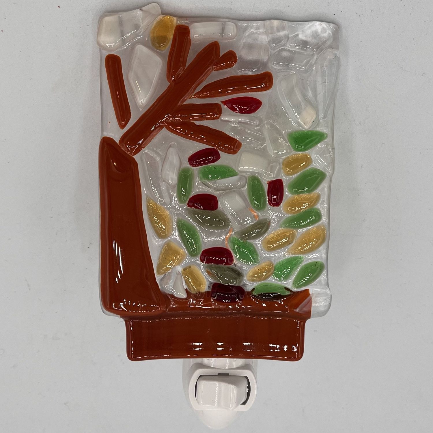 Kara Burgdorf, Fused Glass Nightlight, Colorful Tree Leaves