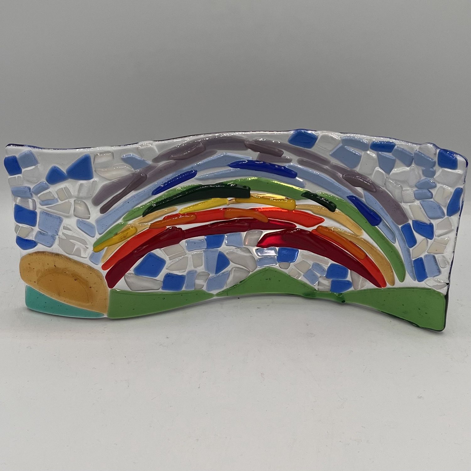 Andrea Walker, Wavy Glass Stand Piece, Sunny Rainbow Sky