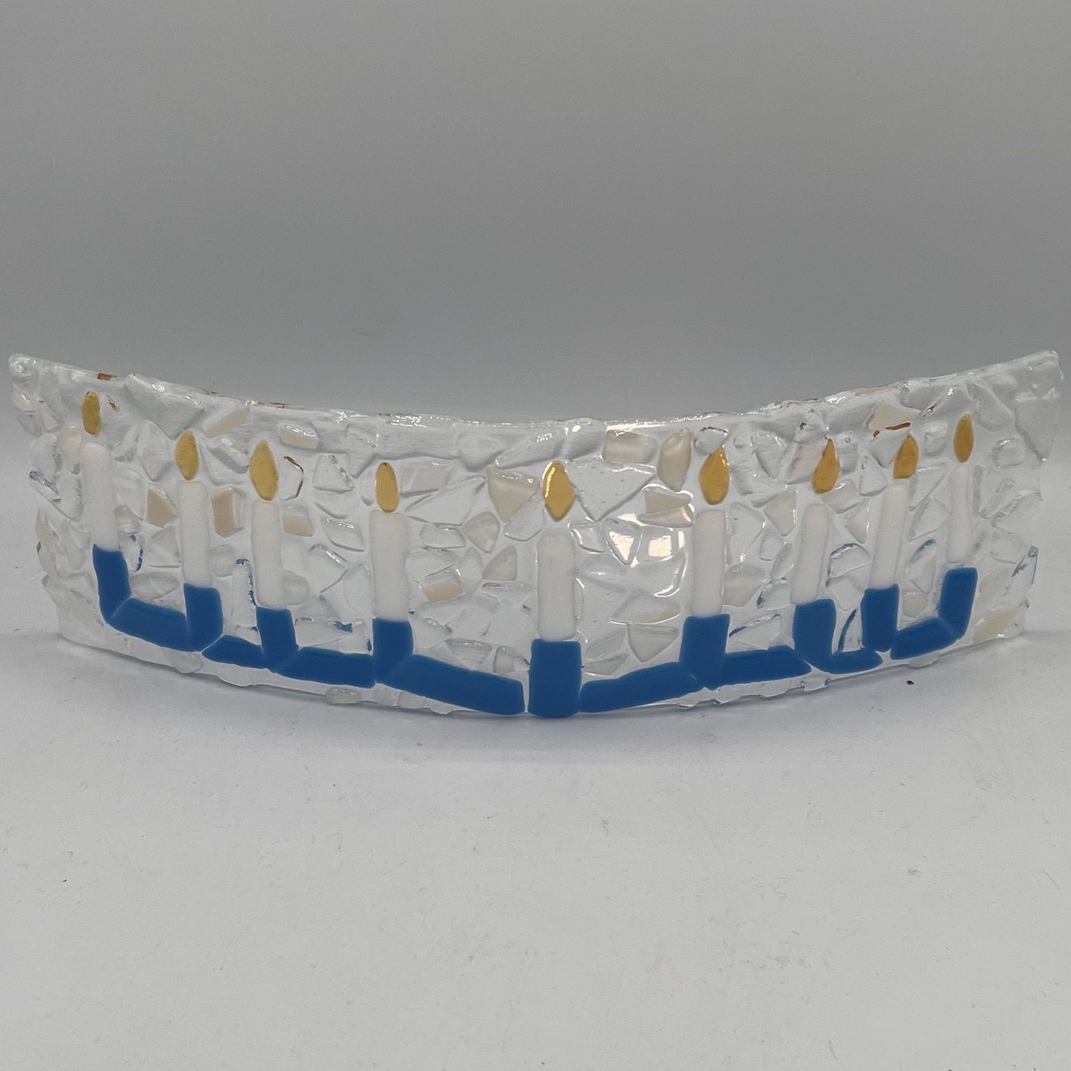Dionysia Sanchez, Wavy Glass Stand Piece, Blue Menorah