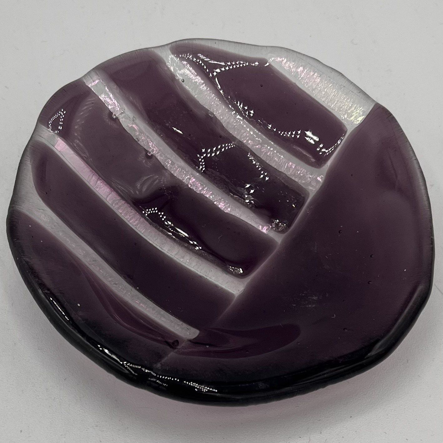 Mallory Miller, Fused Glass Bowl, Purple Stripes