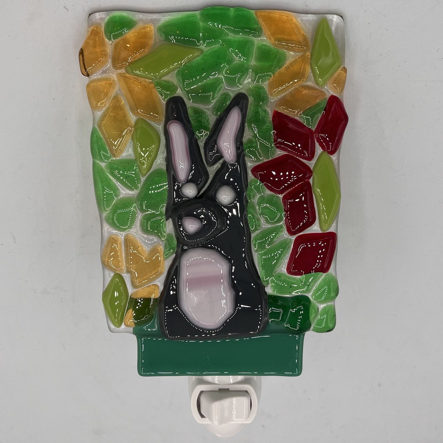 Andrea Walker, Fused Glass Nightlight, Grey Bunny