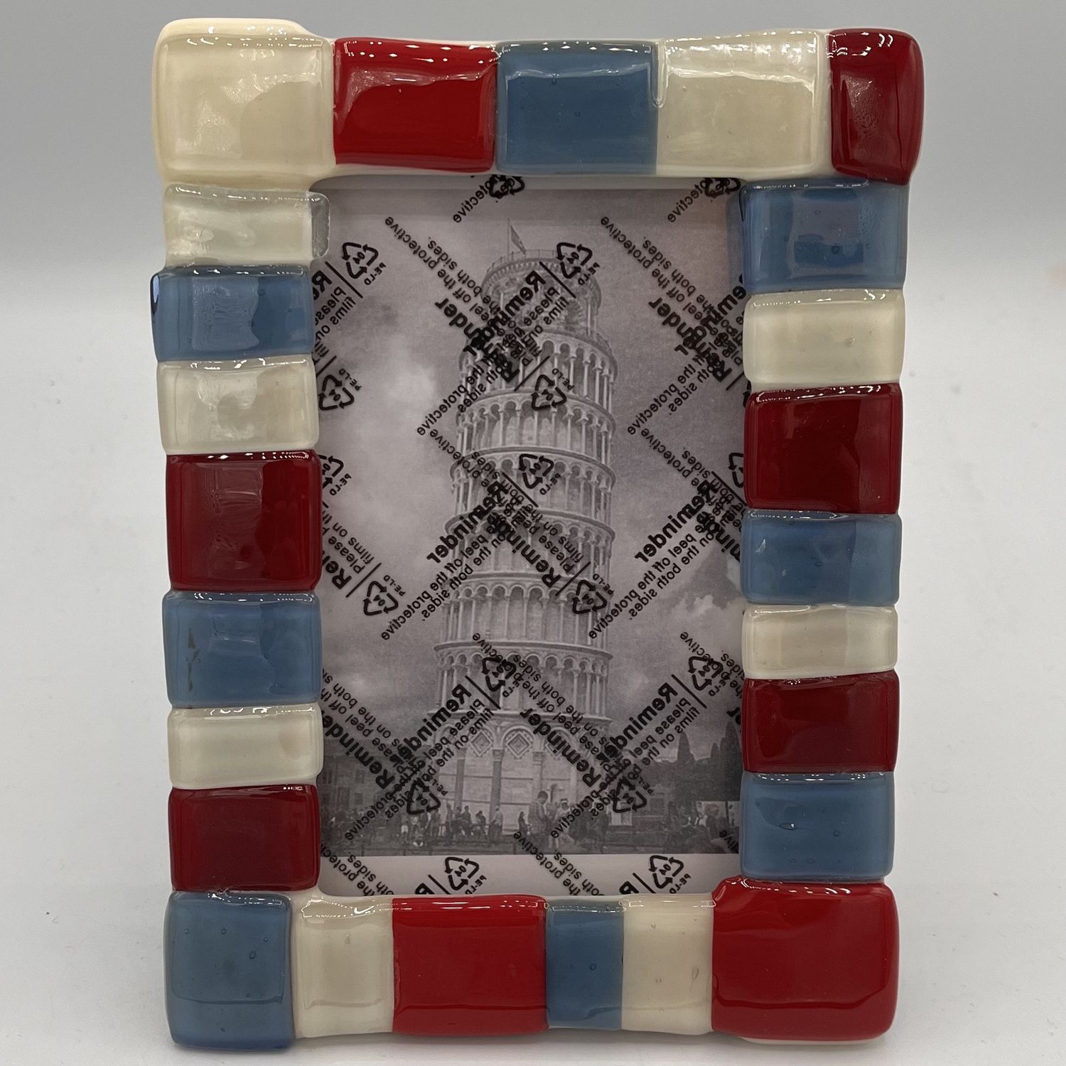 David Campbell, Fused Glass Frame, Red, White and Blue Stripes