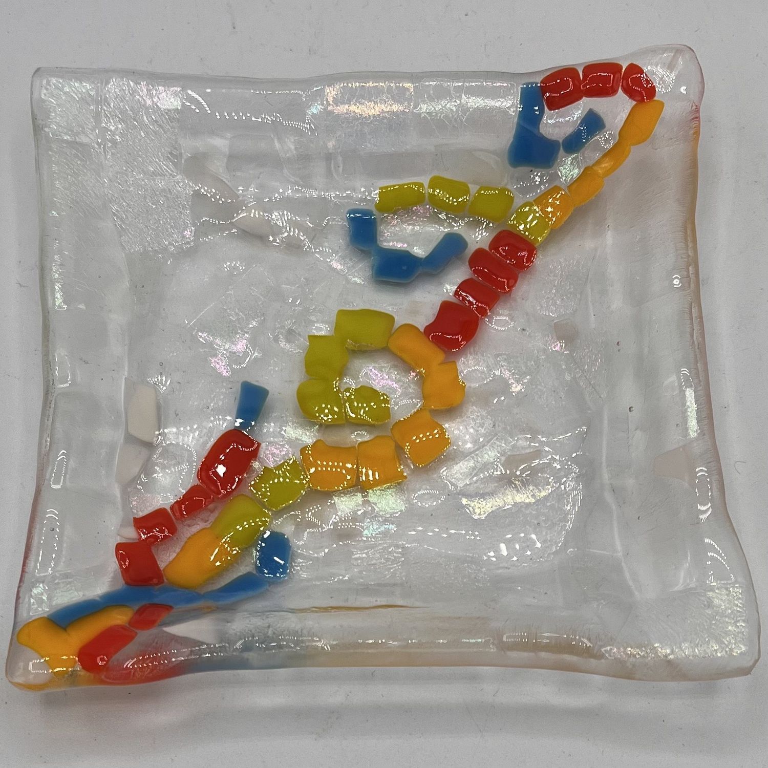 Theresa Allen, Fused Glass Dish, Colorful Spirals