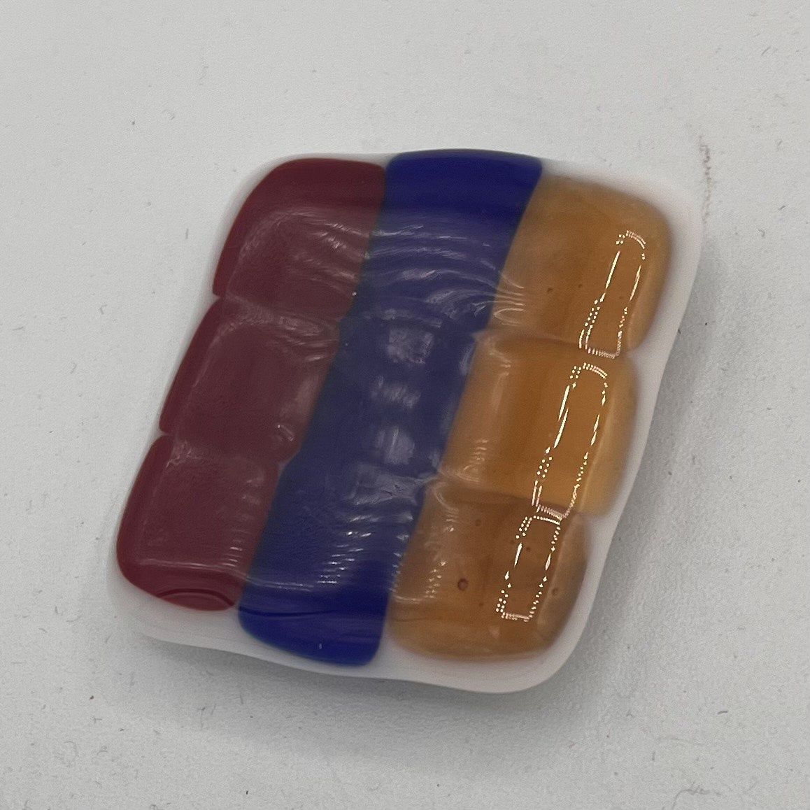 Meredith Bokeno, Fused Glass Magnet, Primary Colored Squares