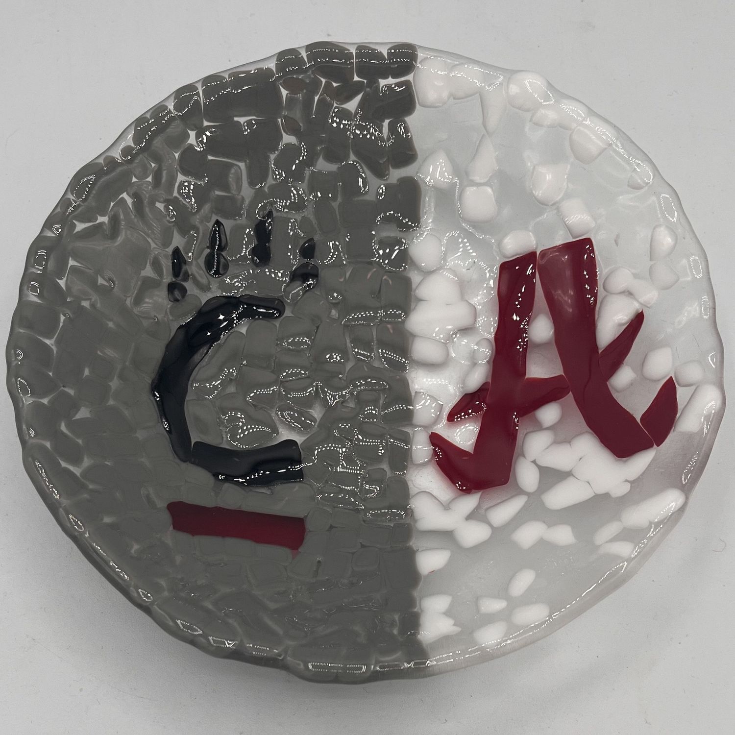Bobbie Jo Robinson, Fused Glass Bowl, Double Sport Team Logo