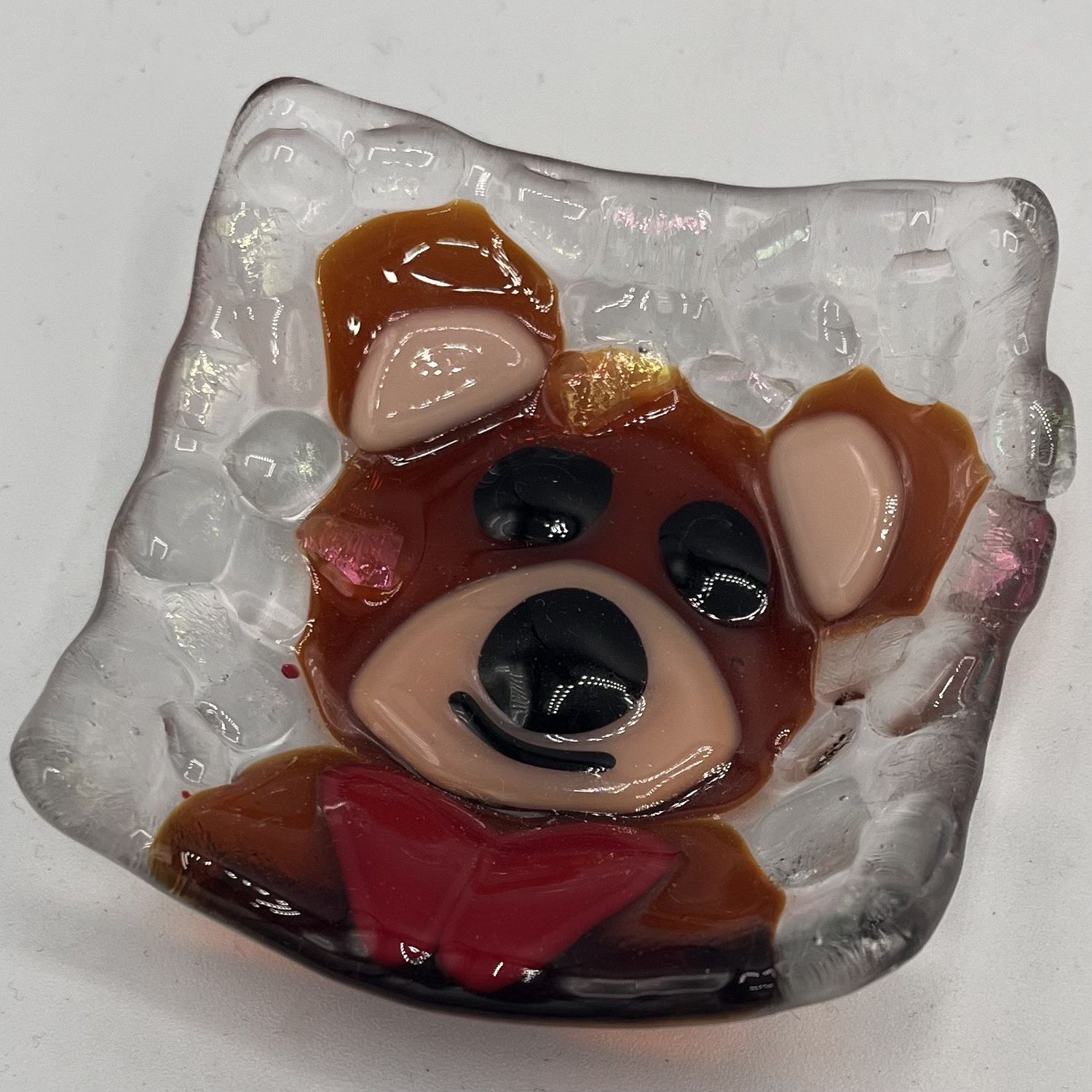 Katie Albers, Fused Glass Ring Dish, Loving Bear