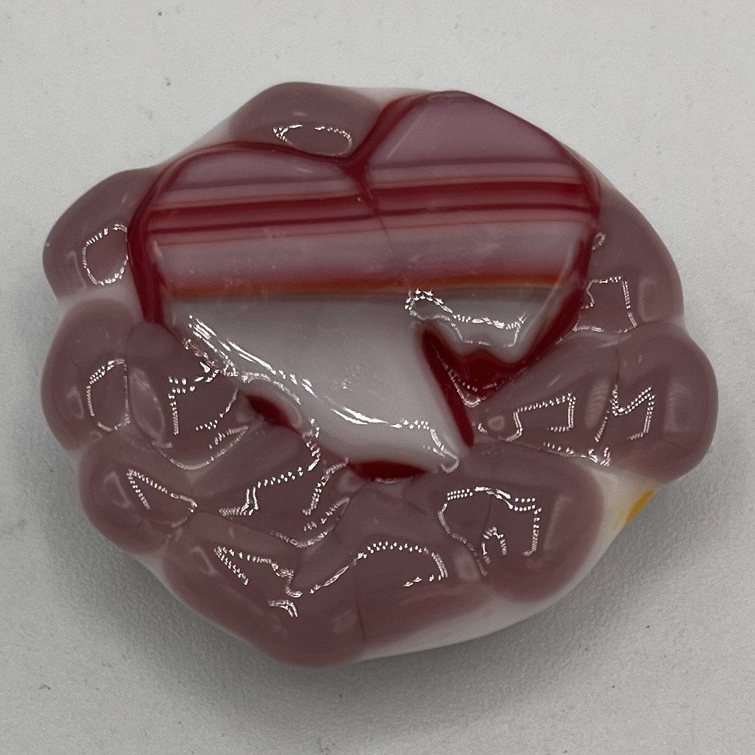 Tiffany Jameson, Fused Glass Magnet, Red and White Heart on Purple Background