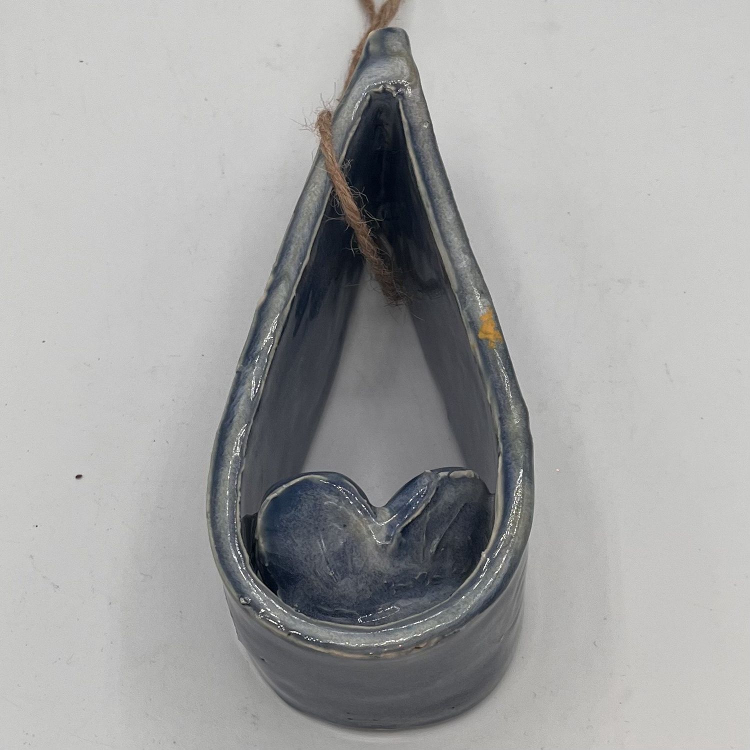 Ashley Ritter, Ceramic Wall Hanging, Soft Blue Floral Teardrop